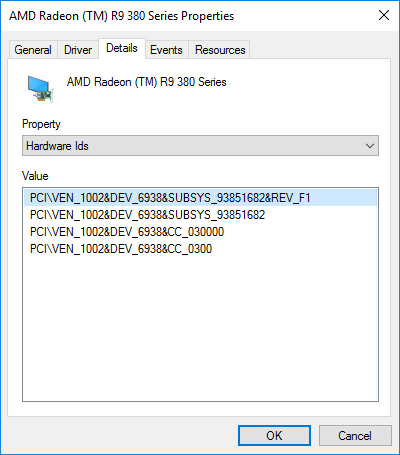 AMD GPU Harware IDs